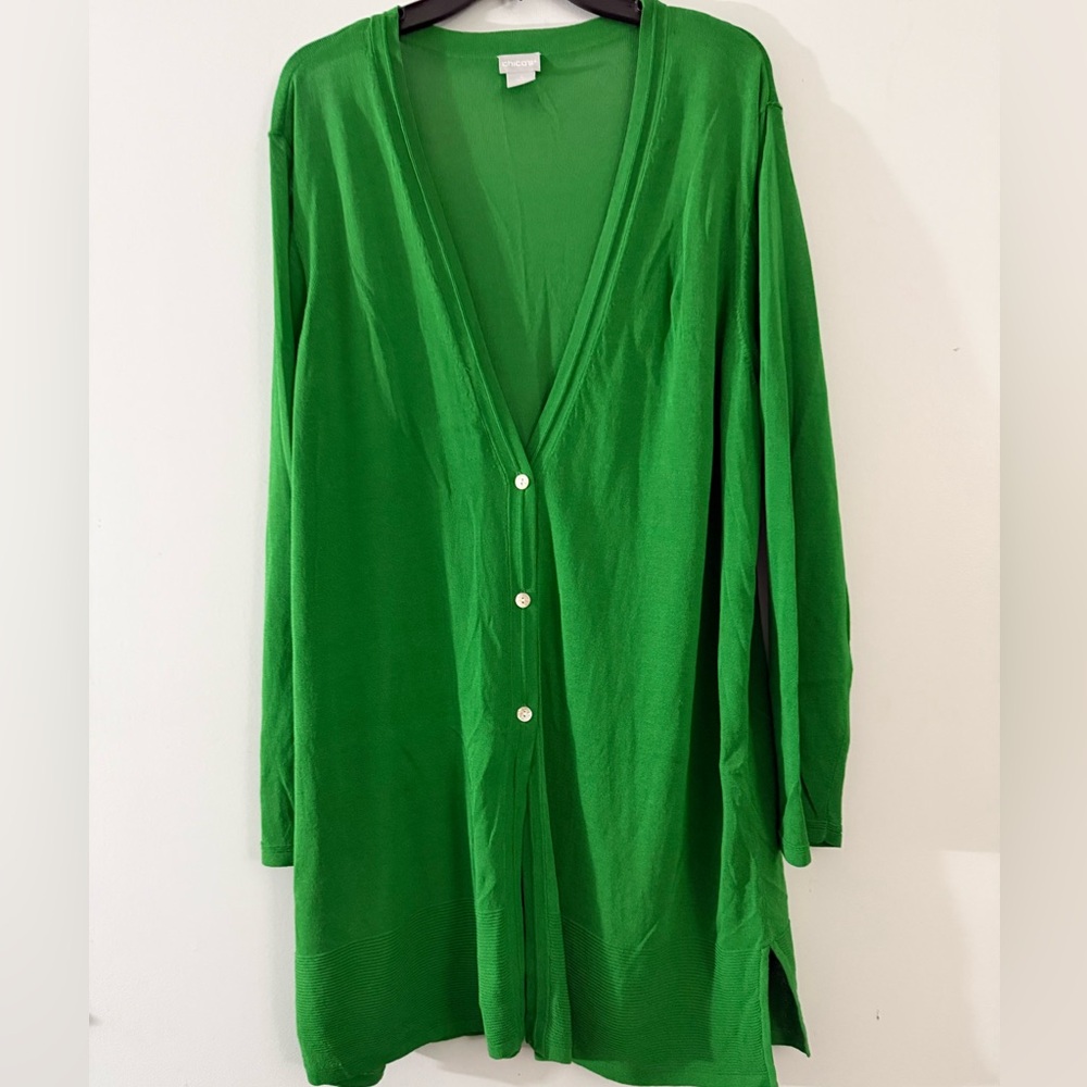Chico's Green Cardigan Sweater